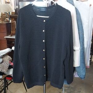 Lands' End Black Supima Cotton Cardigan